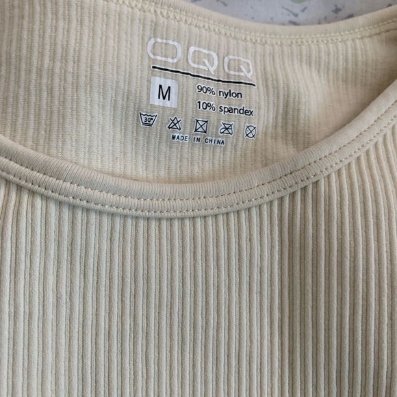 NWOT OQQ Cream Ribbed Women's Bodysuit size Medium - Picture 3 of 5